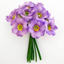 12 Light Purple Fabric Primrose Flowers for Spring Crafts ~ 1-1/2" across